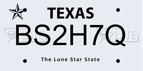 BS2H7Q Texas License Plate