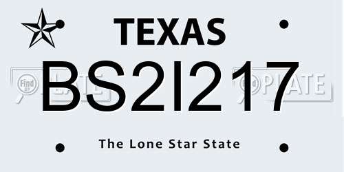BS2I217 Texas License Plate