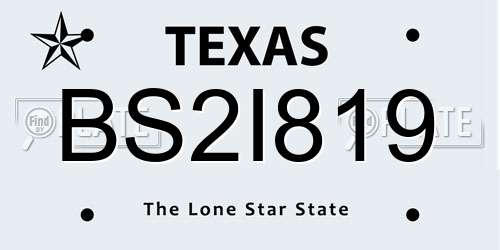 BS2I819 Texas License Plate