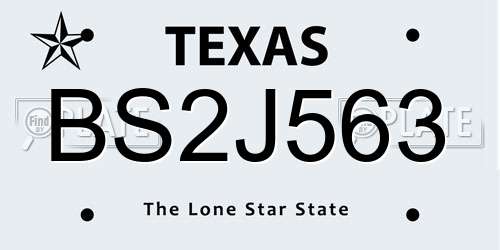 BS2J563 Texas License Plate