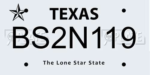 BS2N119 Texas License Plate