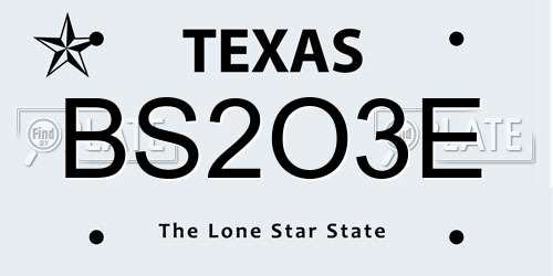 BS2O3E Texas License Plate