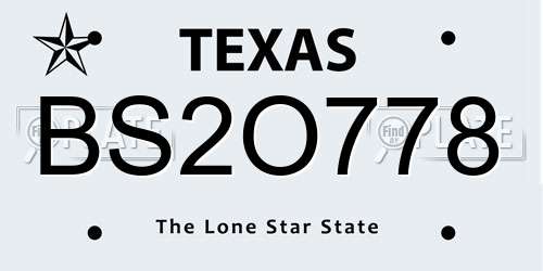 BS2O778 Texas License Plate