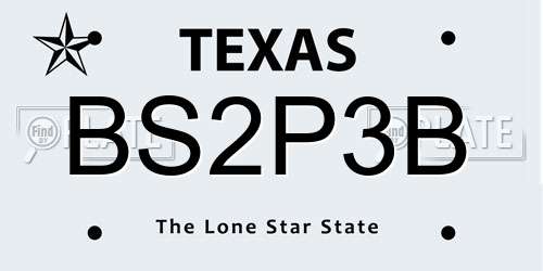 BS2P3B Texas License Plate
