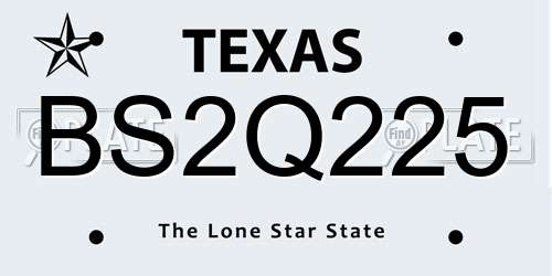 BS2Q225 Texas License Plate