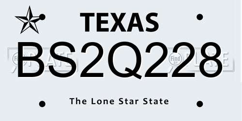 BS2Q228 Texas License Plate