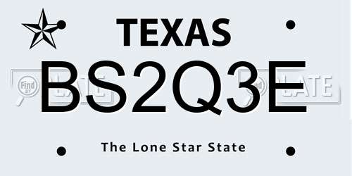 BS2Q3E Texas License Plate
