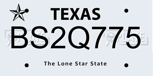 BS2Q775 Texas License Plate