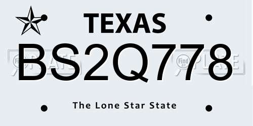 BS2Q778 Texas License Plate