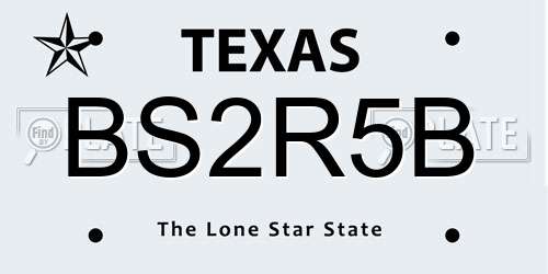 BS2R5B Texas License Plate
