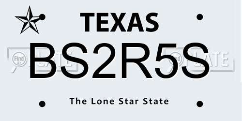 BS2R5S Texas License Plate