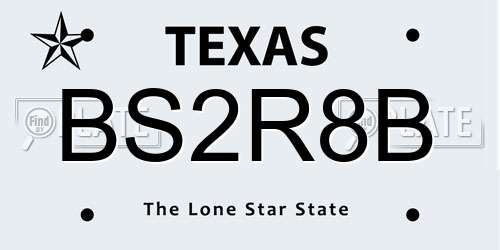 BS2R8B Texas License Plate