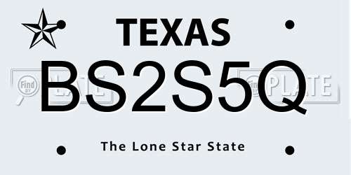 BS2S5Q Texas License Plate