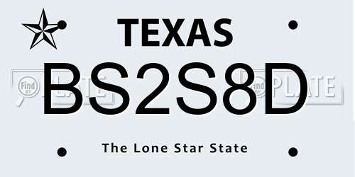 BS2S8D Texas License Plate