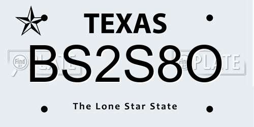 BS2S8O Texas License Plate