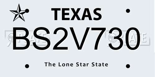BS2V730 Texas License Plate
