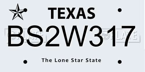 BS2W317 Texas License Plate