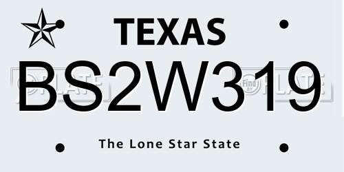 BS2W319 Texas License Plate