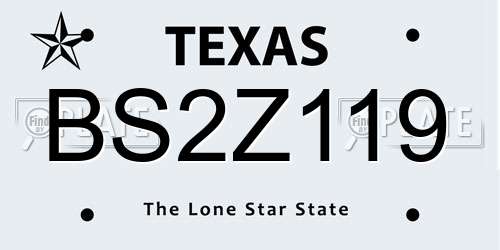 BS2Z119 Texas License Plate