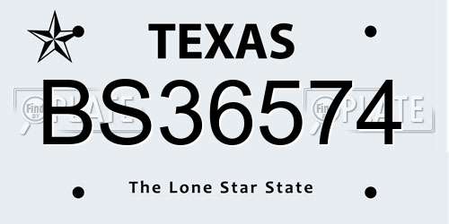BS36574 Texas License Plate