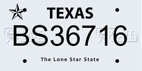 BS36716 Texas License Plate