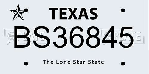 BS36845 Texas License Plate