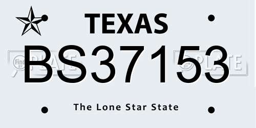BS37153 Texas License Plate