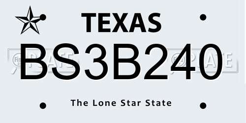 BS3B240 Texas License Plate