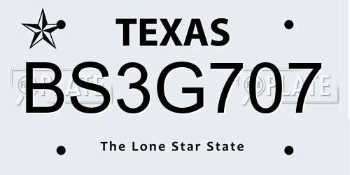 BS3G707 Texas License Plate