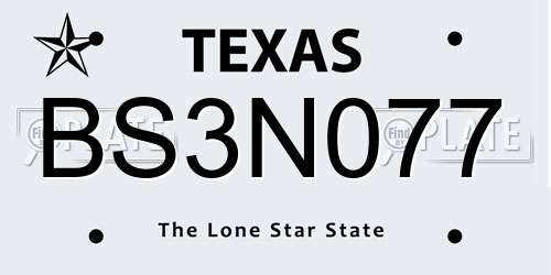 BS3N077 Texas License Plate