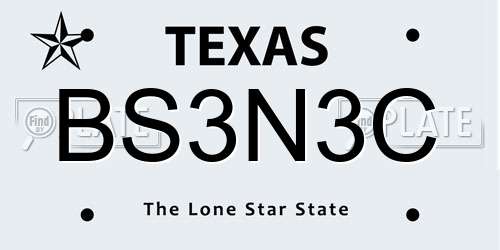 BS3N3C Texas License Plate