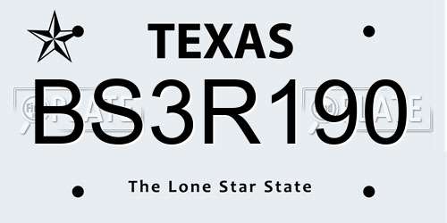 BS3R190 Texas License Plate