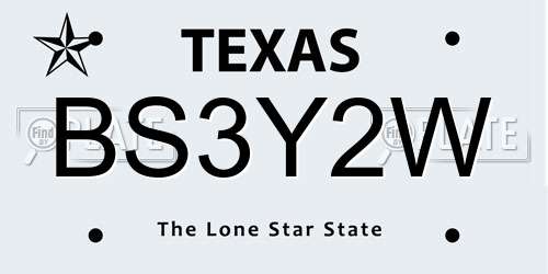 BS3Y2W Texas License Plate