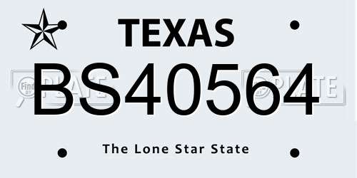 BS40564 Texas License Plate