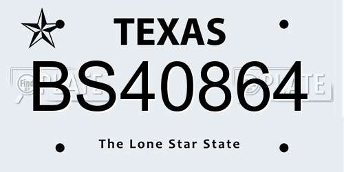 BS40864 Texas License Plate