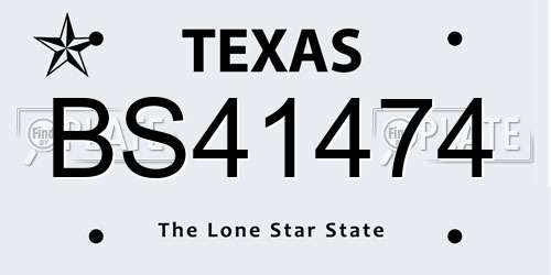 BS41474 Texas License Plate