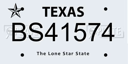 BS41574 Texas License Plate
