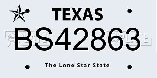 BS42863 Texas License Plate