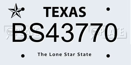 BS43770 Texas License Plate