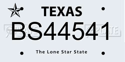 BS44541 Texas License Plate
