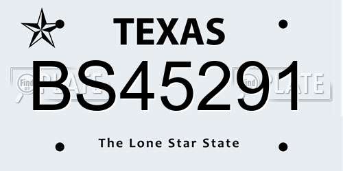 BS45291 Texas License Plate