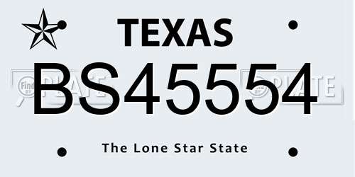 BS45554 Texas License Plate