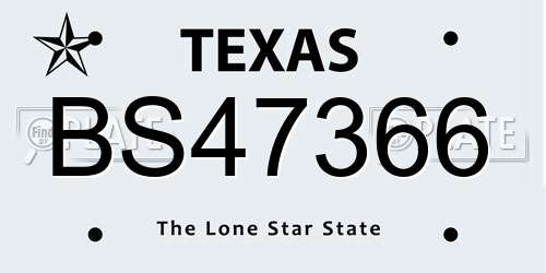 BS47366 Texas License Plate