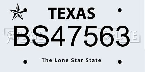 BS47563 Texas License Plate