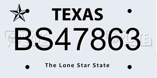 BS47863 Texas License Plate