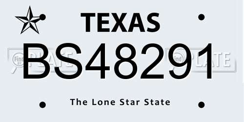 BS48291 Texas License Plate
