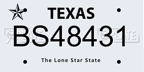 BS48431 Texas License Plate