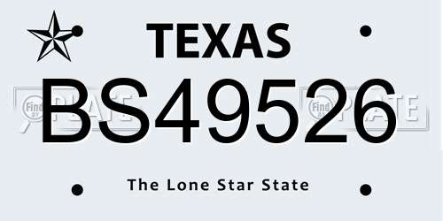 BS49526 Texas License Plate