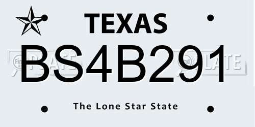 BS4B291 Texas License Plate