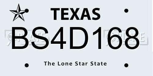 BS4D168 Texas License Plate